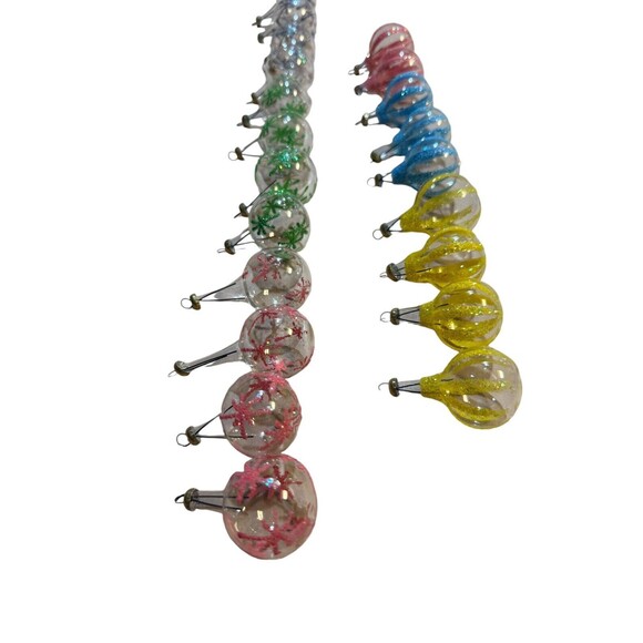 Pier 1 Italy Mini Clear Curated Glass Christmas Ornaments Glitter Lot of 21 - Picture 3 of 10